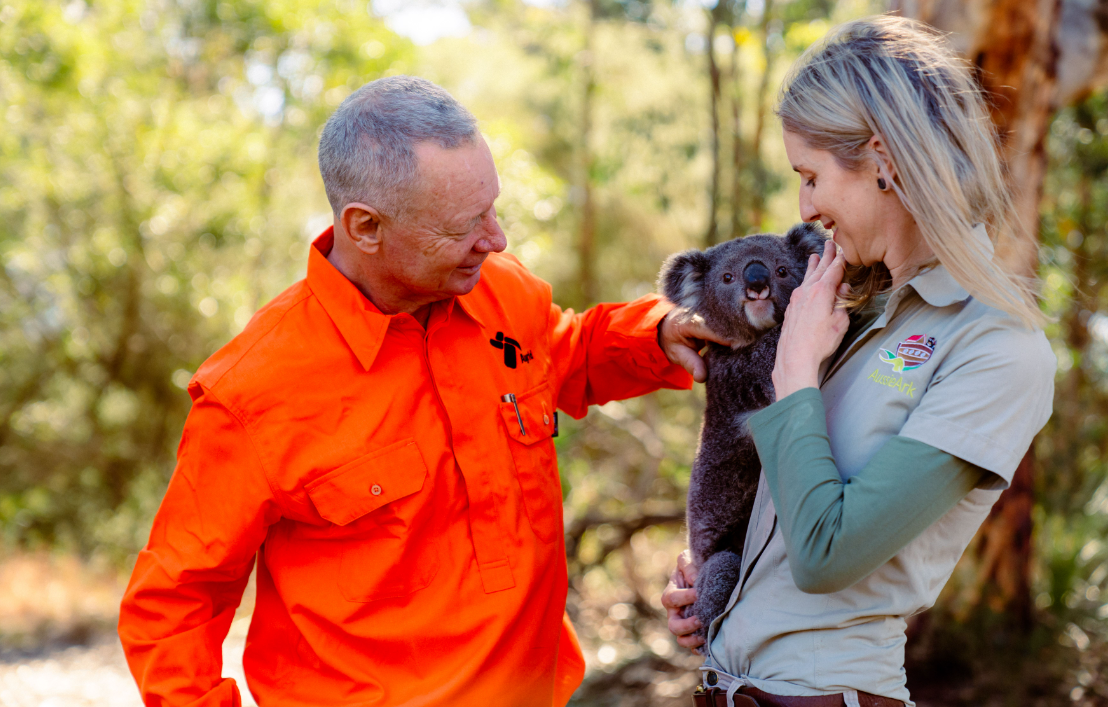 Wildlife officer holding a koala