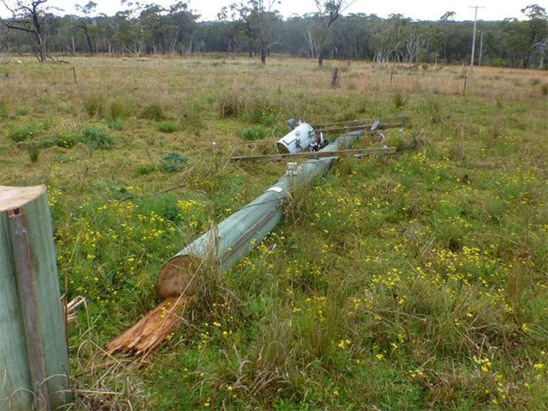Fallen pole after copper theft _ Ausgrid 2024