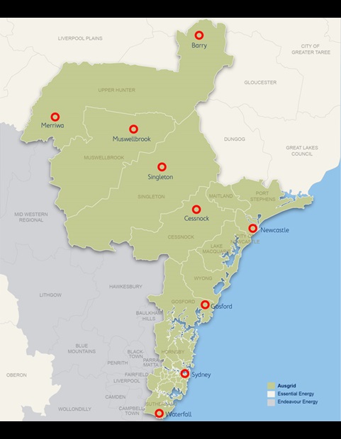 Ausgrid network area map