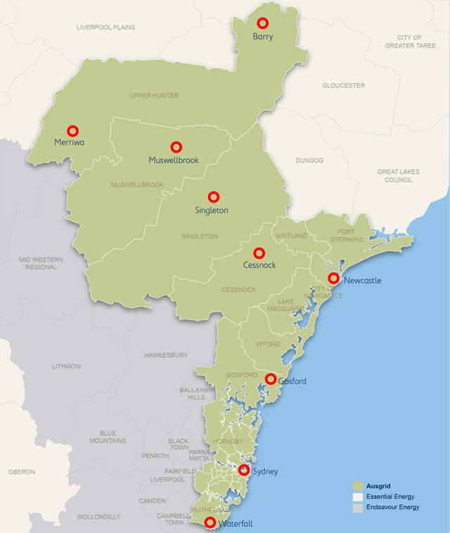 Ausgrid network area map