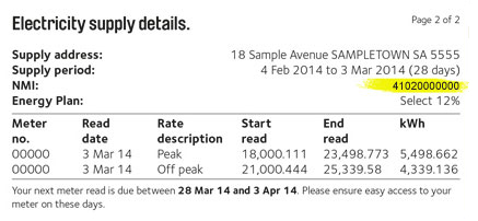 example of NMI on electricity bill
