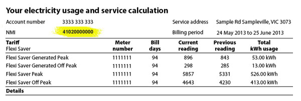 example of NMI on electricity bill